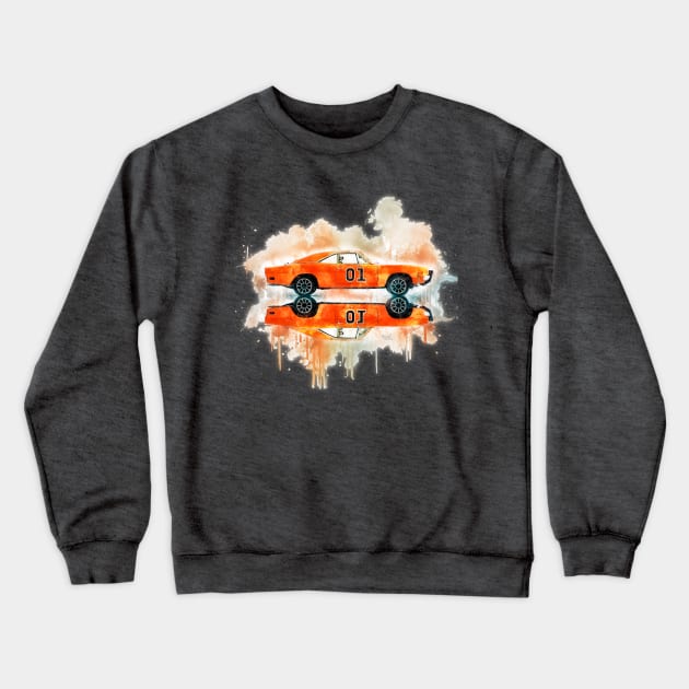 1970 Dodge Charger Splash art Crewneck Sweatshirt by AaaahEeeekStudio